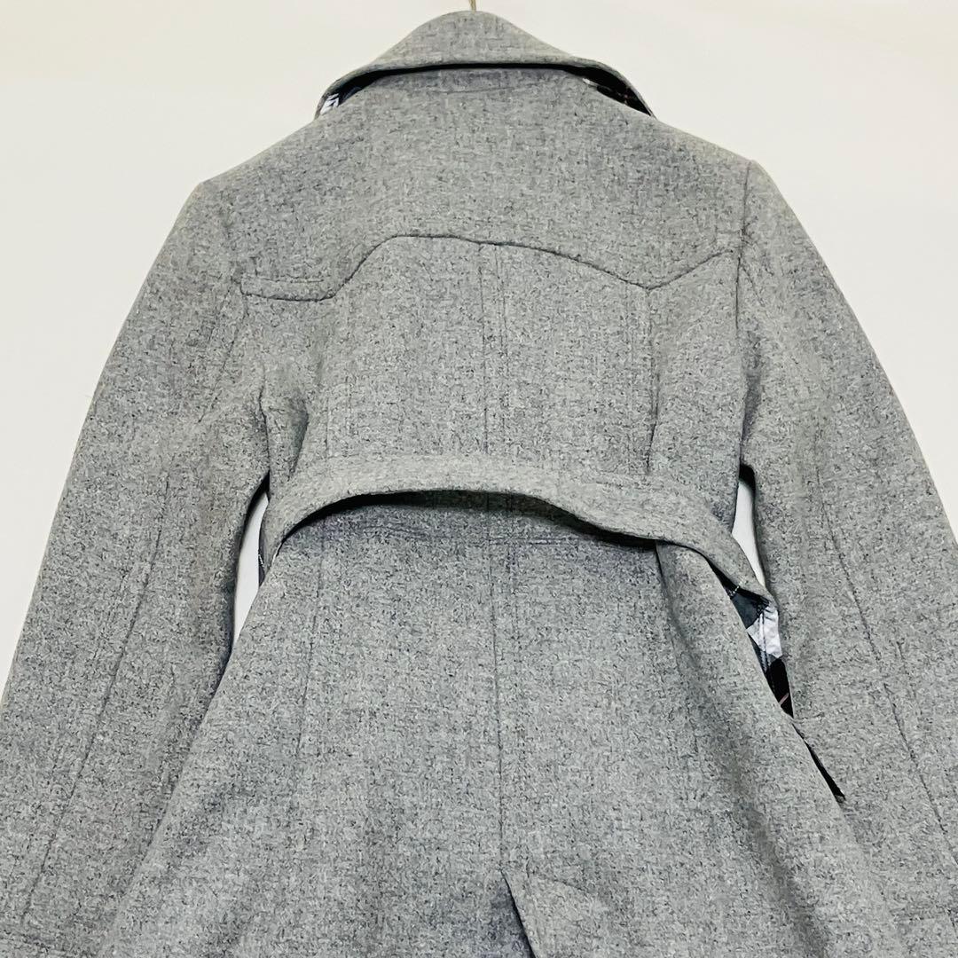 美品✨バーバリーブルーレーベル　ベルテッドコート　ロング　アンゴラ　チェック