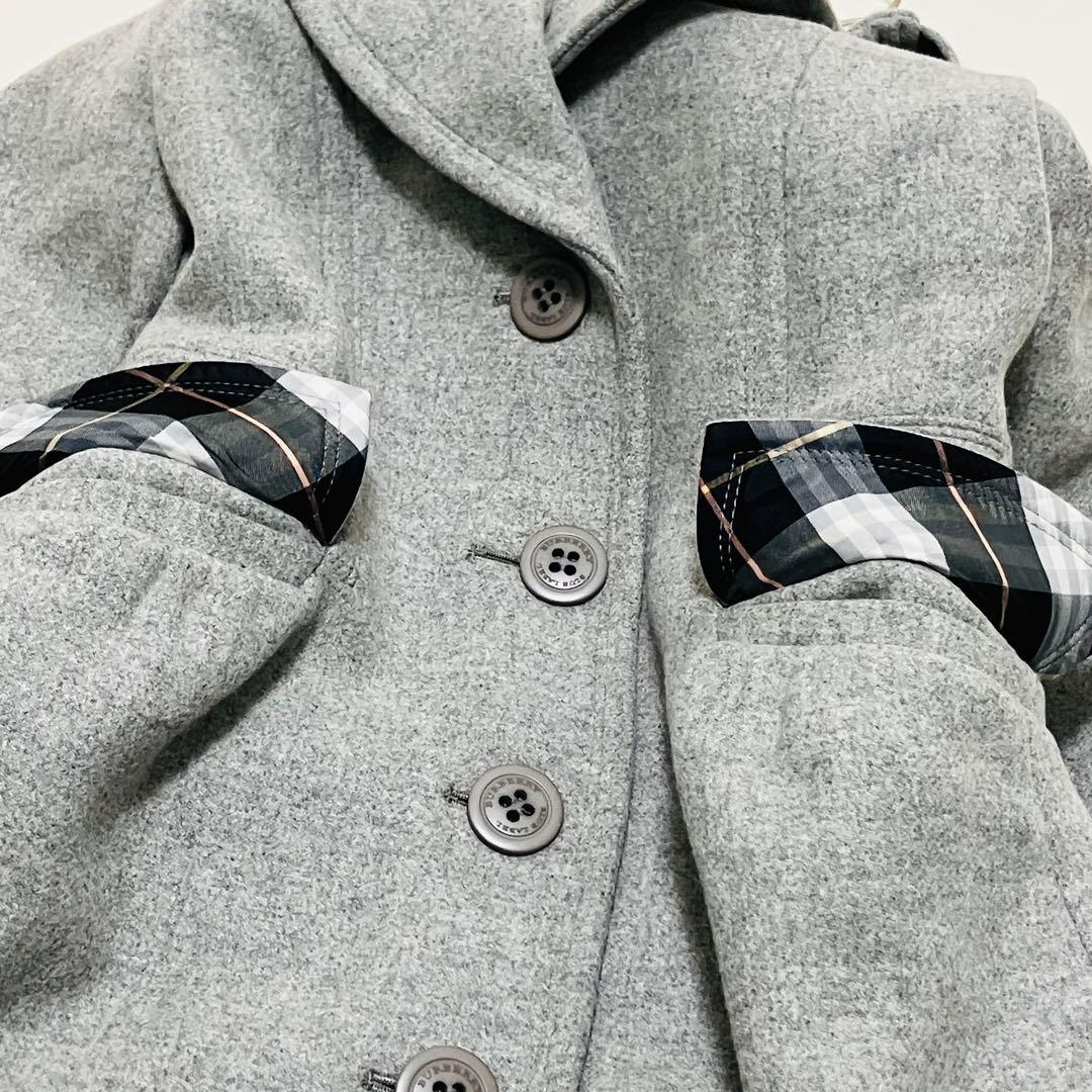 美品✨バーバリーブルーレーベル　ベルテッドコート　ロング　アンゴラ　チェック