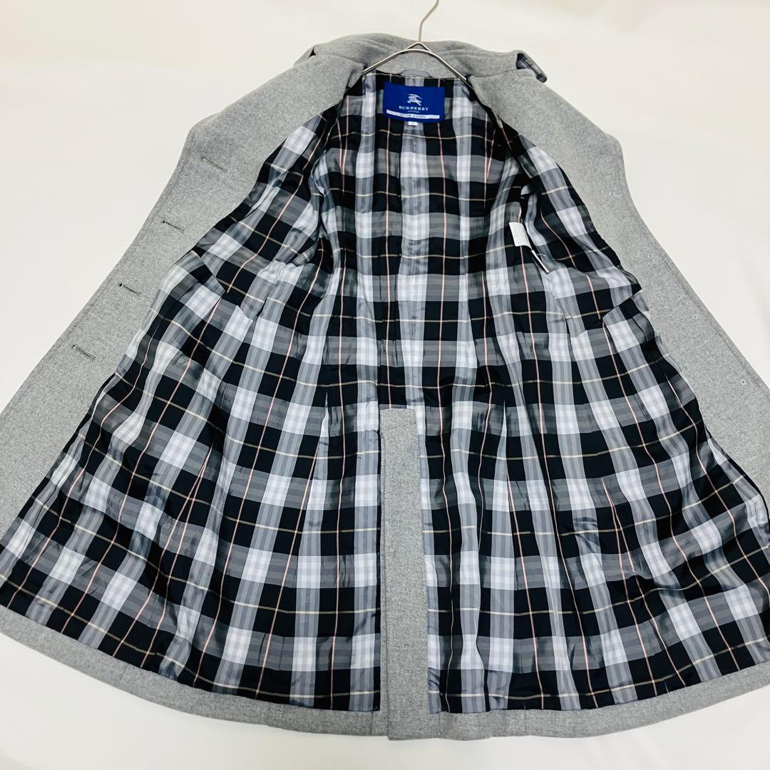 美品✨バーバリーブルーレーベル　ベルテッドコート　ロング　アンゴラ　チェック