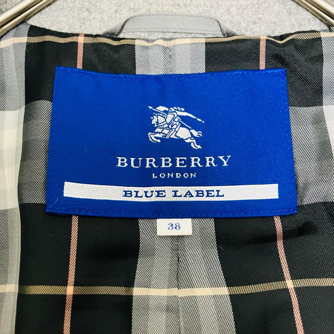 美品✨バーバリーブルーレーベル　ベルテッドコート　ロング　アンゴラ　チェック