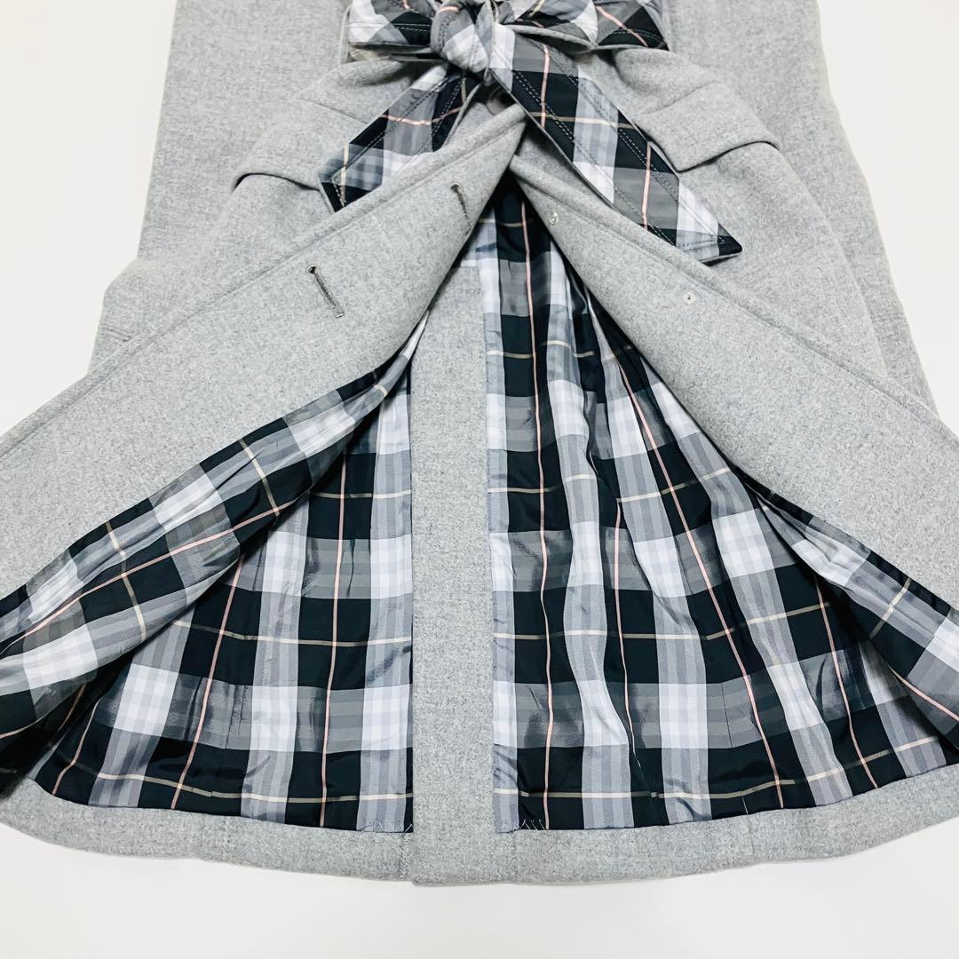 美品✨バーバリーブルーレーベル　ベルテッドコート　ロング　アンゴラ　チェック