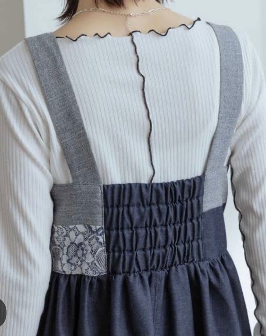 美品エイミーロウ　レース切り替えデニムワンピ　定価¥20000 サイズＦ