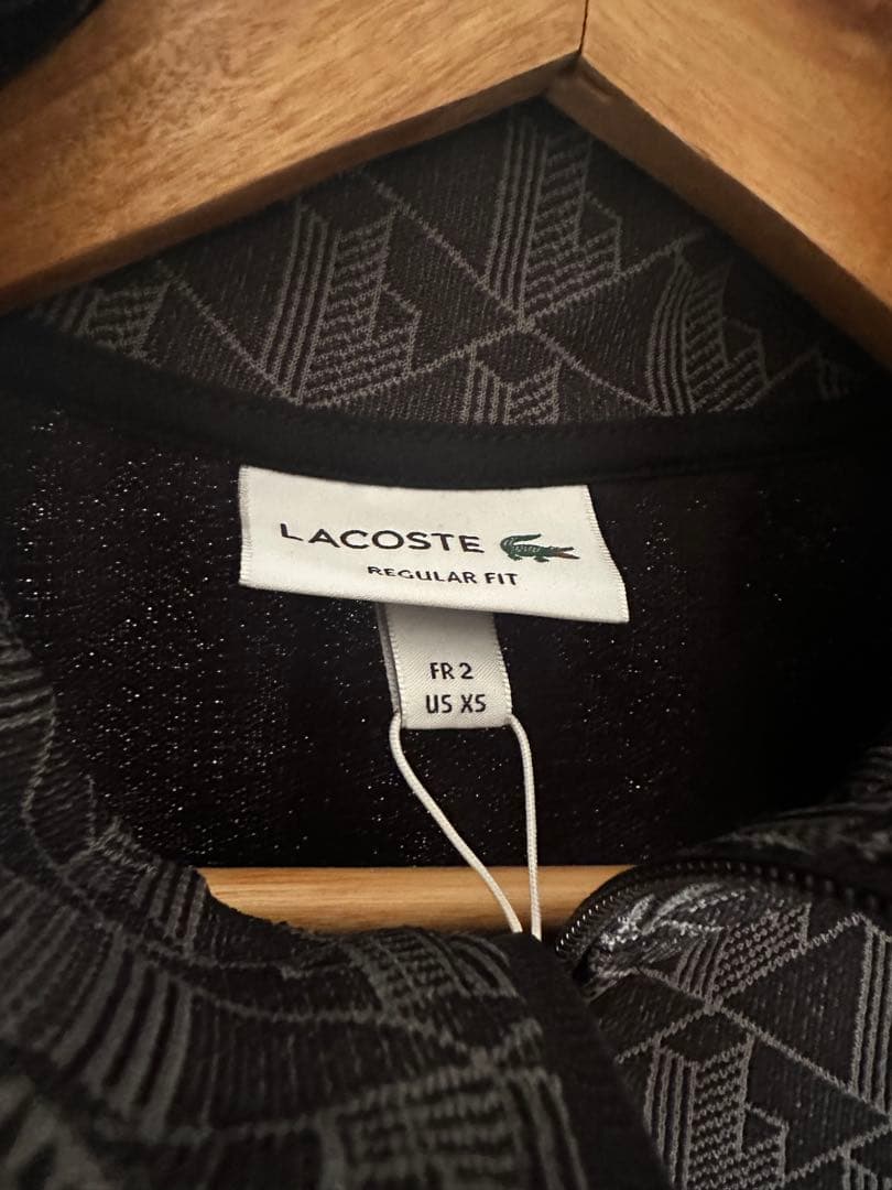 LACOSTE モノグラム ジャカード トラックジャケット XSブラック