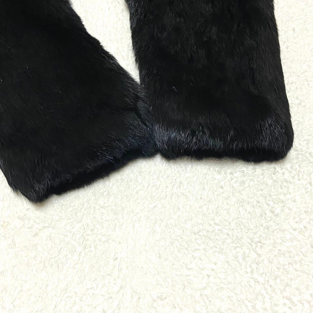 【美品】本毛皮 ラビットファー コート サイズM相当 ブラック