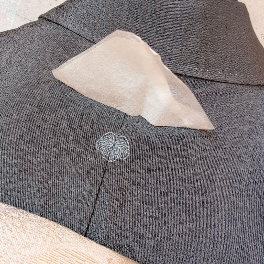 訪問着単品　着物　正絹　墨黒グレー　竹林　竹藪　クール　F1