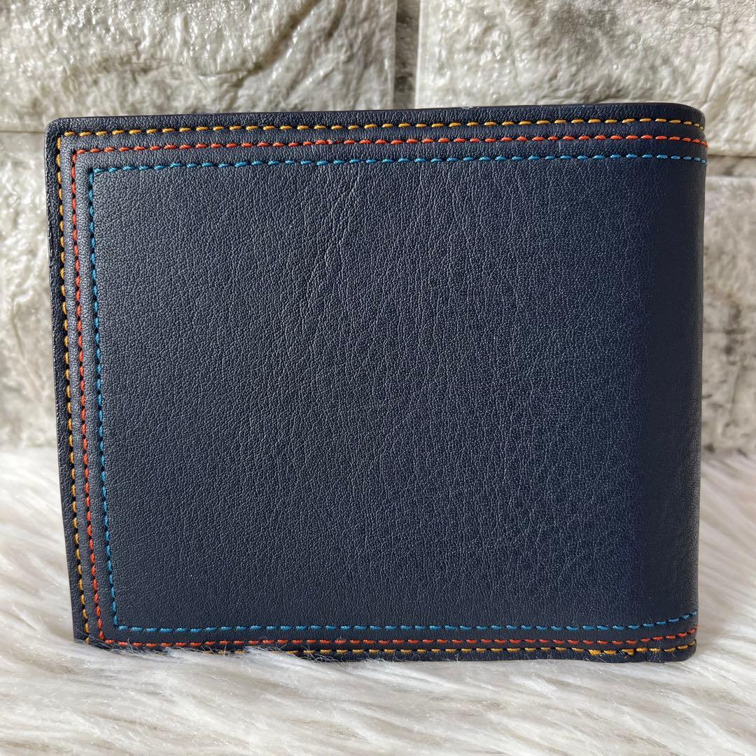 【新品未使用】ポールスミス　PSC694 ストライプステッチ　二つ折り財布