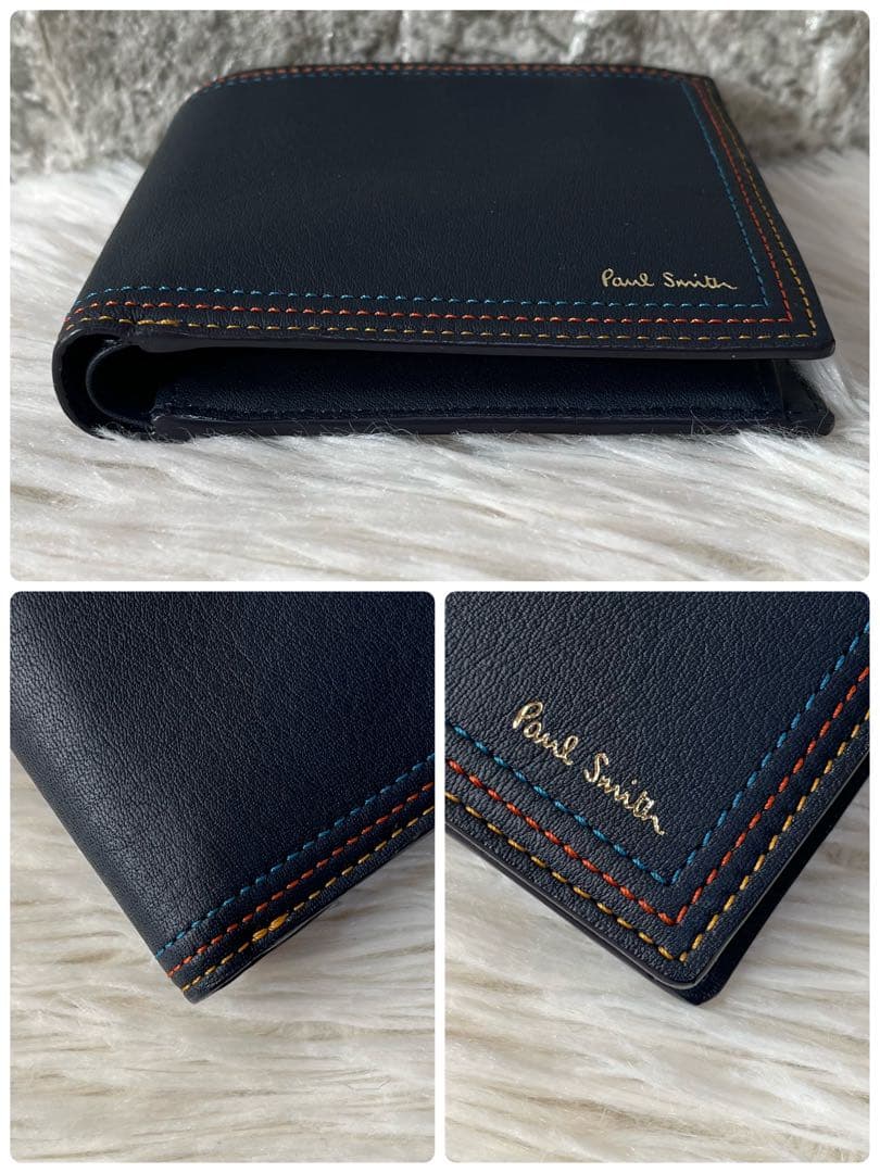 【新品未使用】ポールスミス　PSC694 ストライプステッチ　二つ折り財布