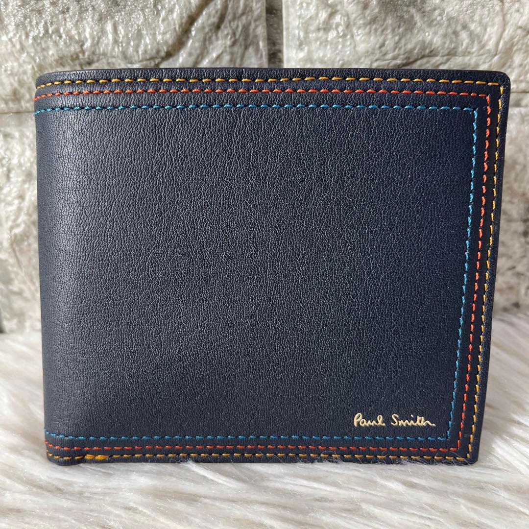 【新品未使用】ポールスミス　PSC694 ストライプステッチ　二つ折り財布