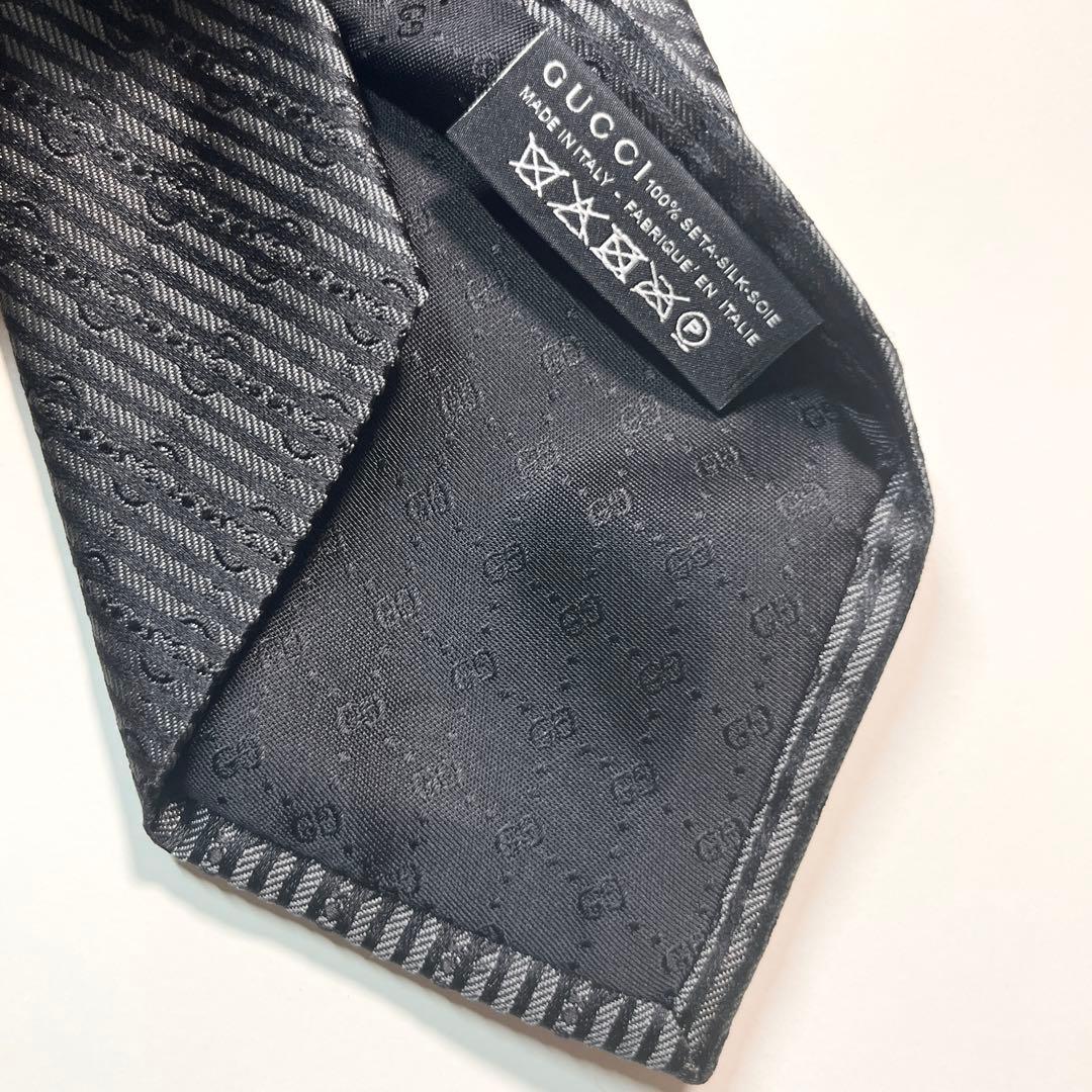 希少✨極美品✨GUCCI グッチ ネクタイ GG柄 ストライプ　シルク
