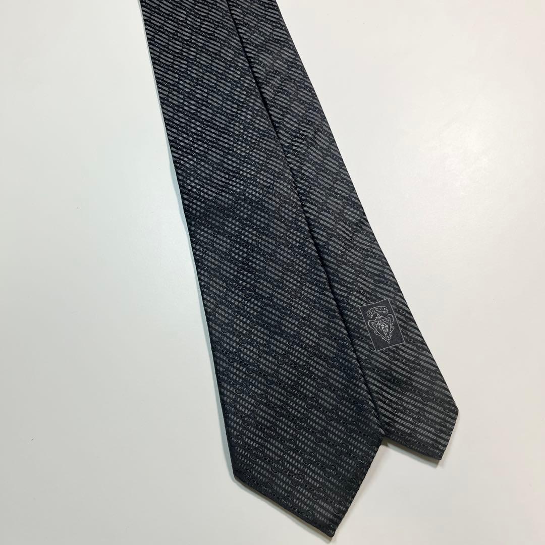希少✨極美品✨GUCCI グッチ ネクタイ GG柄 ストライプ　シルク