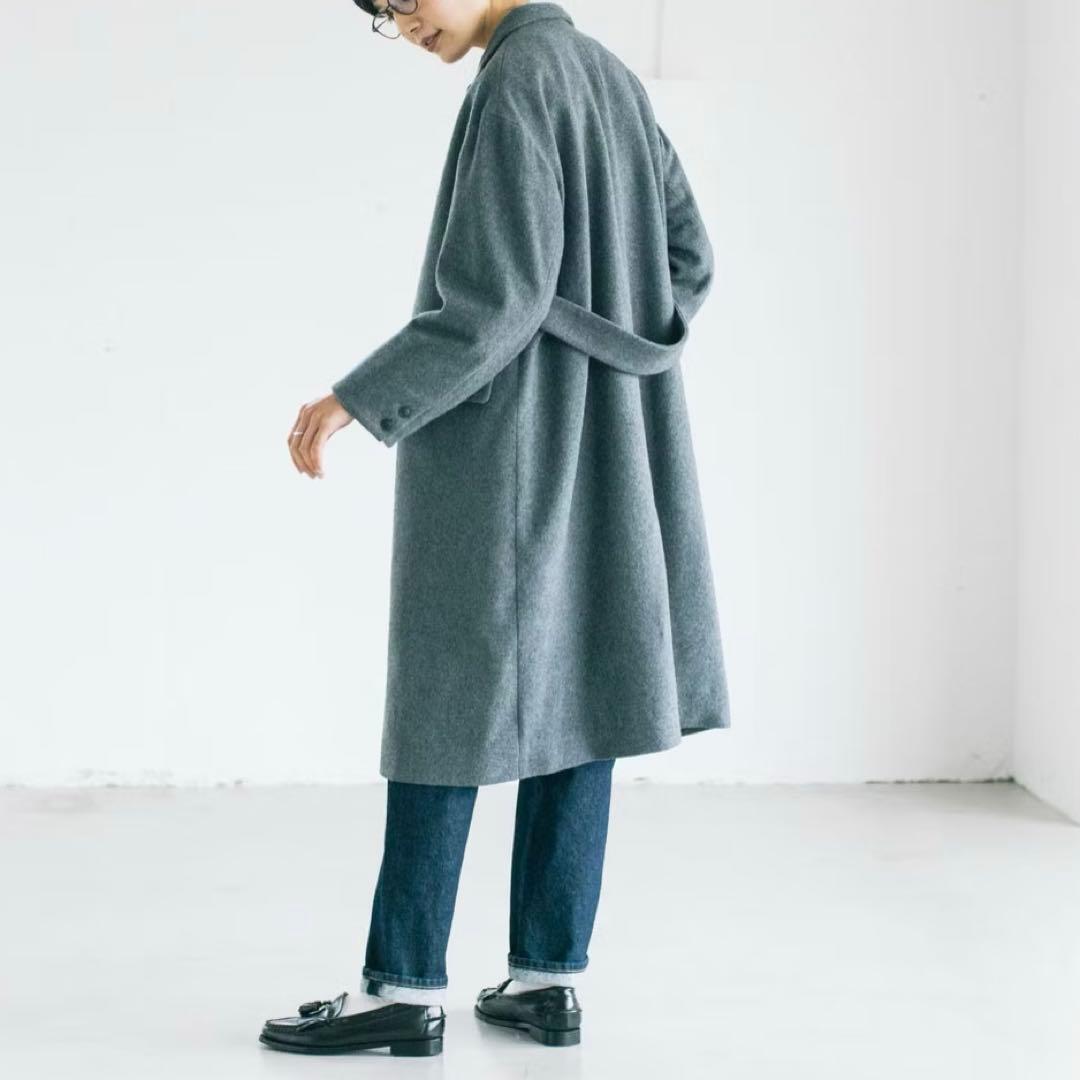 北欧暮らしの道具店　3WAYアレンジ襟のかろやかチェスターコート　グレー