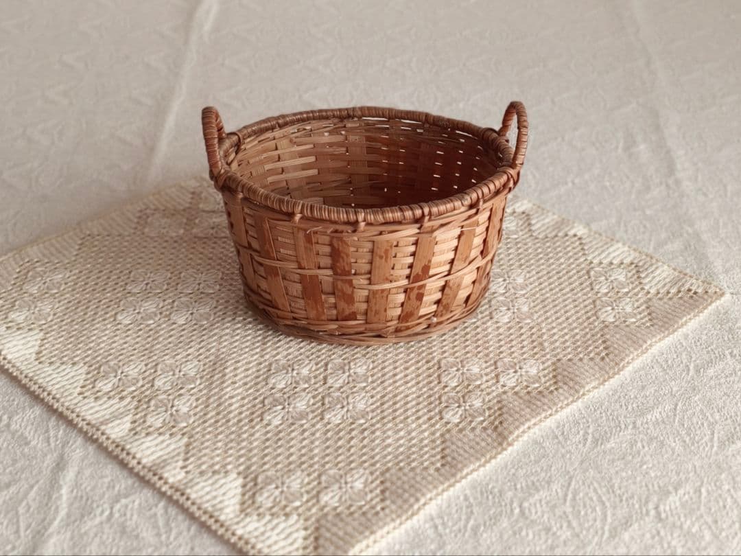 * vintage basket ❀ 両側 持ち手の * バスケット