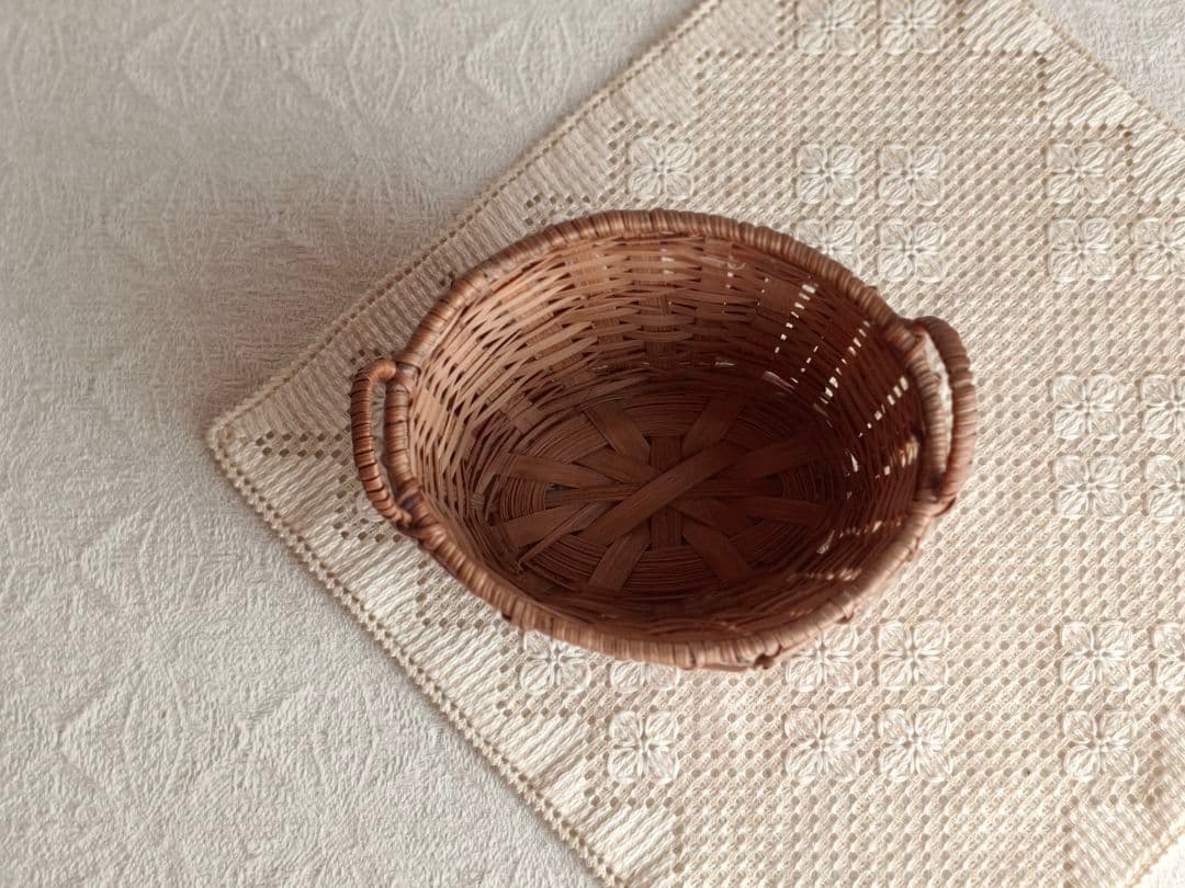 * vintage basket ❀ 両側 持ち手の * バスケット