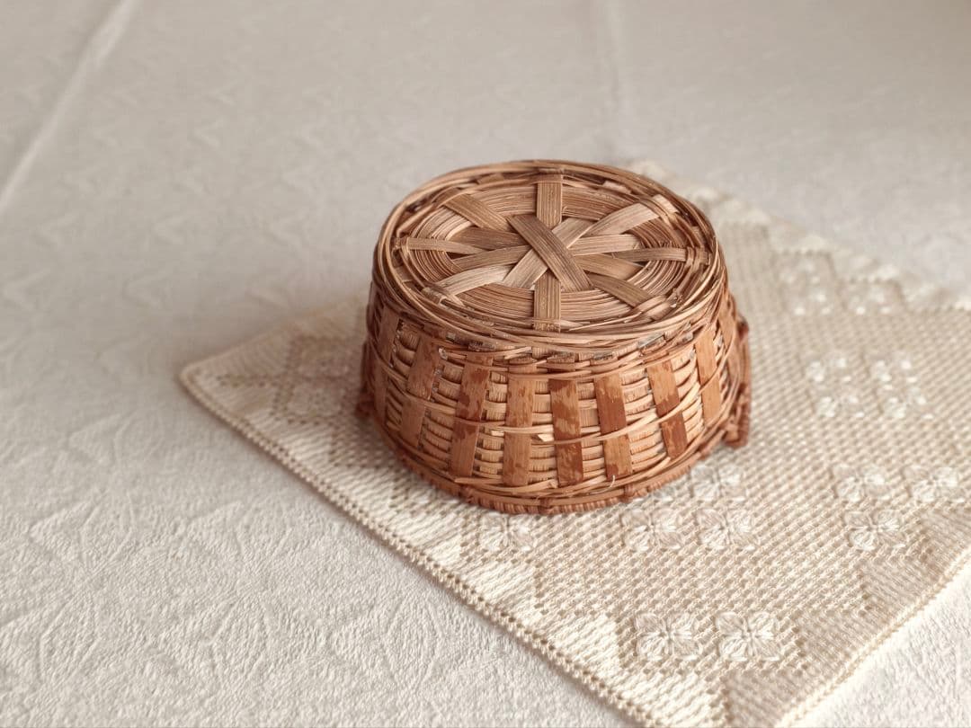 * vintage basket ❀ 両側 持ち手の * バスケット