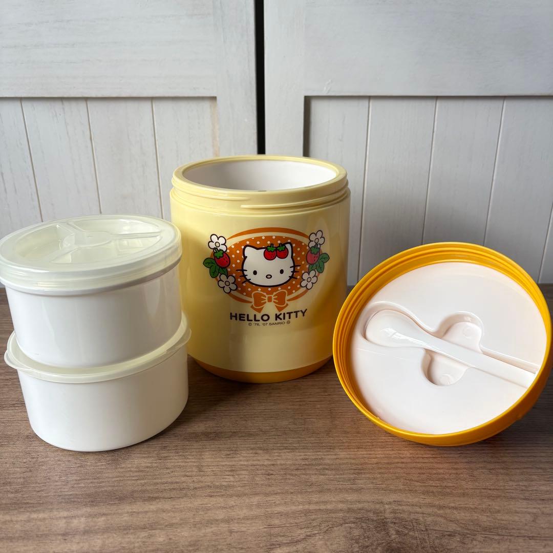ハローキティピクニックセット　バスケットLL 重箱　ランチジャー　当時物