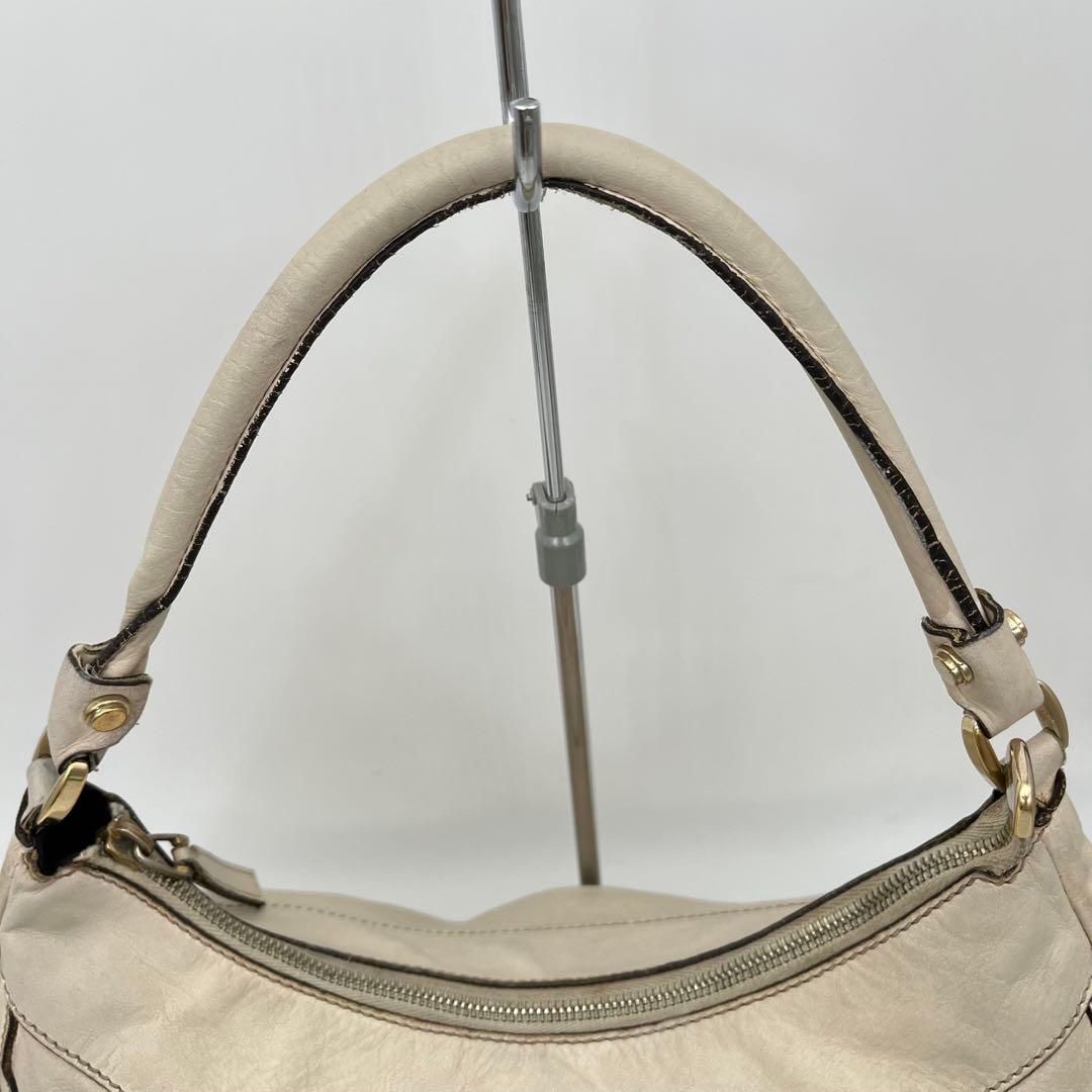 GUCCI ワンショルダーバッグ 肩掛け アビーライン ゴールド金具 レザー 白
