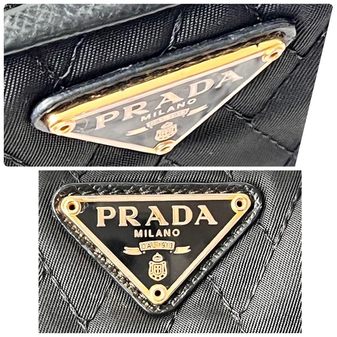 良品✨PRADA 三角ロゴ　テスート　キルティング　ナイロン　長財布　ブラック