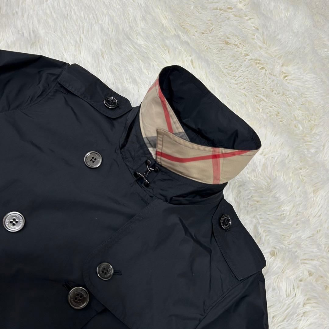 【極美品/L】バーバリーロンドン トレンチコート メガノバチェック Aライン 黒