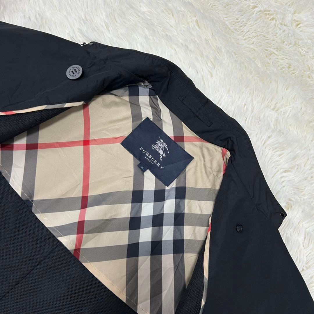 【極美品/L】バーバリーロンドン トレンチコート メガノバチェック Aライン 黒