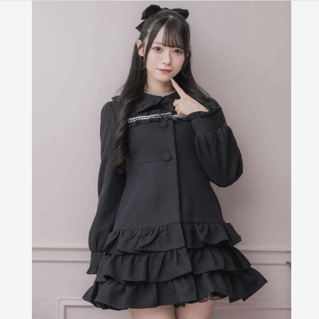 pium ピウム はしごレースティアードミニコート　さやぴ フリル リボン