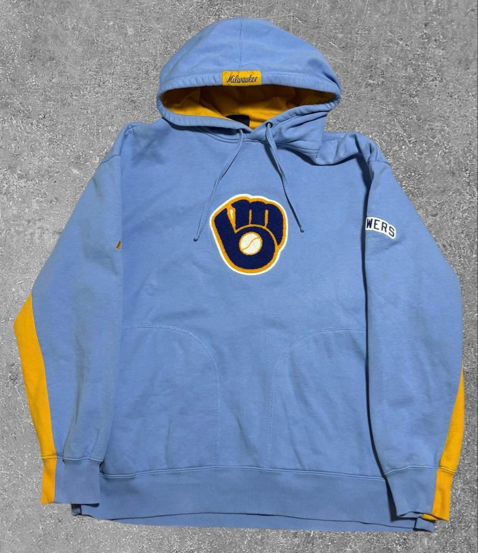 80s MLB 公式 ブリュワーズ パーカー 裏起毛 ワッペン 刺繍