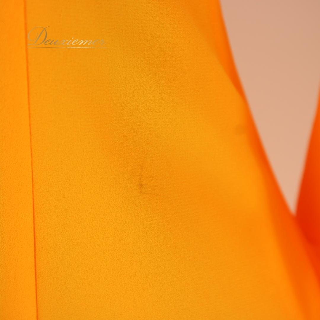 【日本製社交ダンス衣装】ワンピース ドレス オレンジ ラインストーン Mサイズ