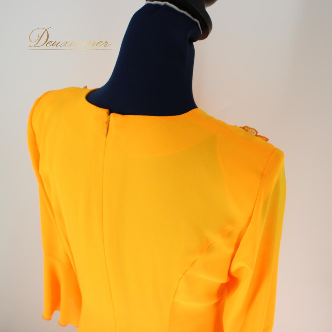 【日本製社交ダンス衣装】ワンピース ドレス オレンジ ラインストーン Mサイズ