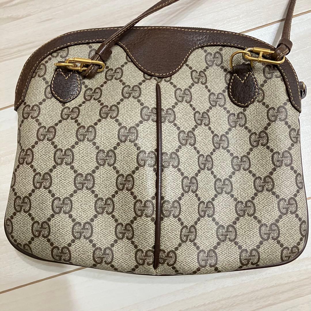 GUCCI オールドグッチ シェリーライン GG柄　レザーショルダーバッグ