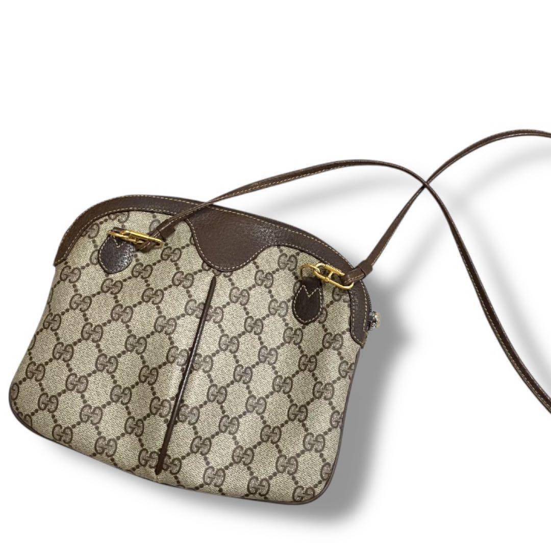 GUCCI オールドグッチ シェリーライン GG柄　レザーショルダーバッグ