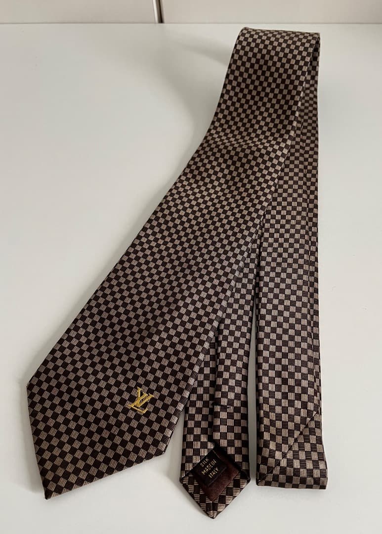 ルイ・ヴィトン ネクタイマイクロダミエ ブラウン