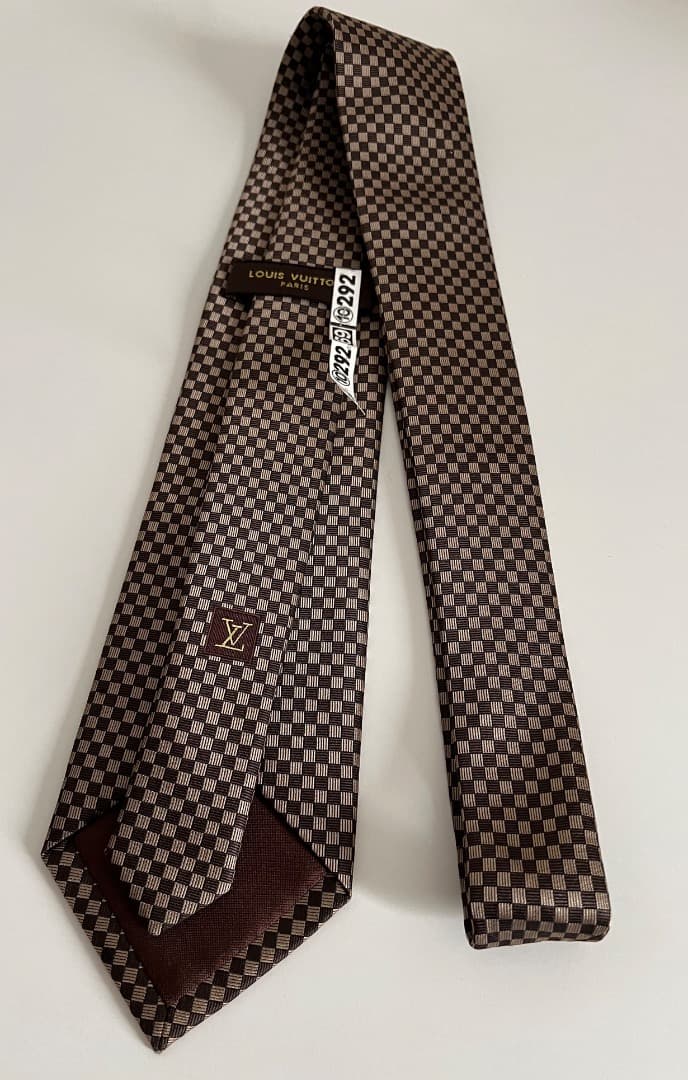 ルイ・ヴィトン ネクタイマイクロダミエ ブラウン