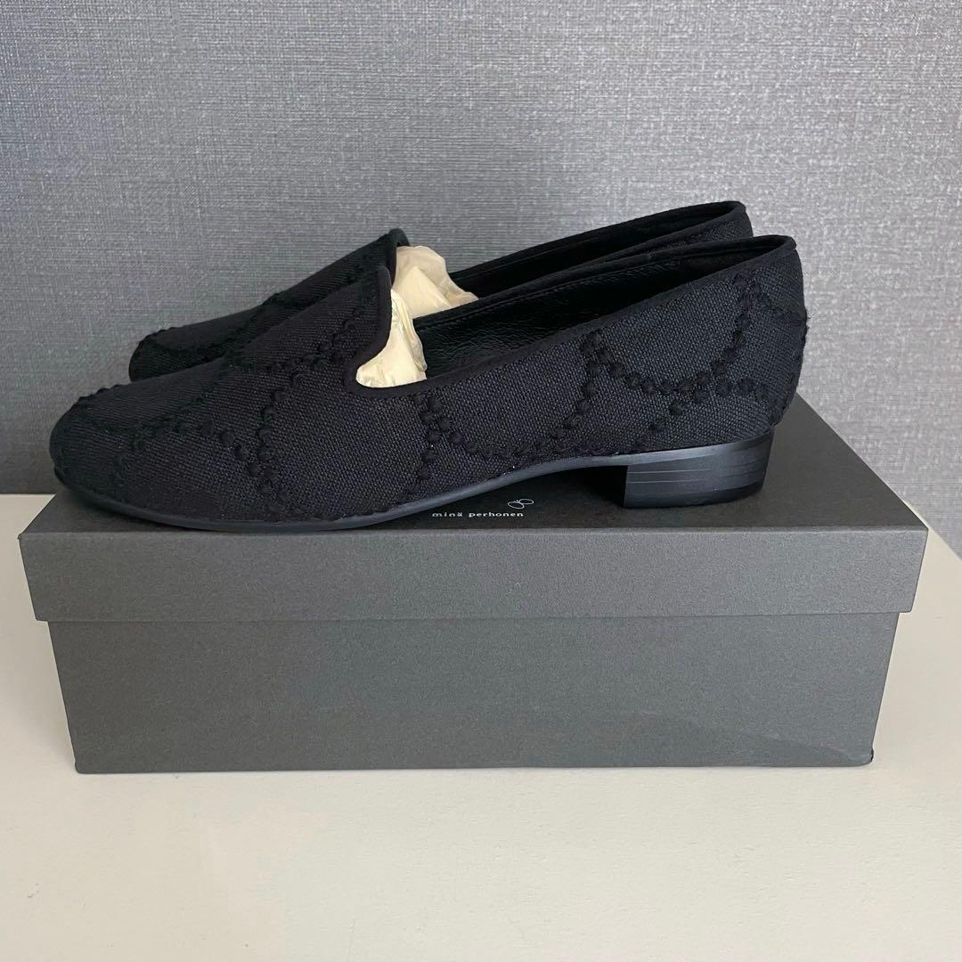 箱付き未使用✨ミナペルホネン kuu タンバリン ローファー オール黒 37