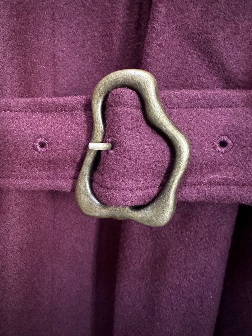 AMERI【フロントギャザーオープンスリーブコート ／バーガンディS】