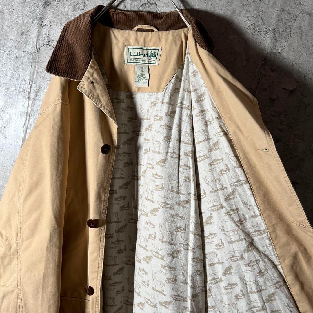 LLBean カバーオール ハンティングジャケット 襟コーデュロイ 裏地総柄XL