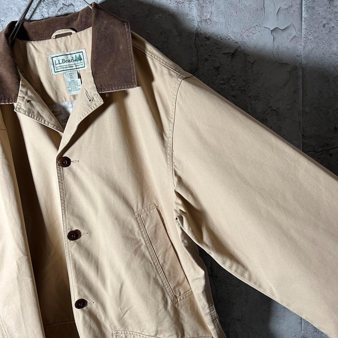 LLBean カバーオール ハンティングジャケット 襟コーデュロイ 裏地総柄XL