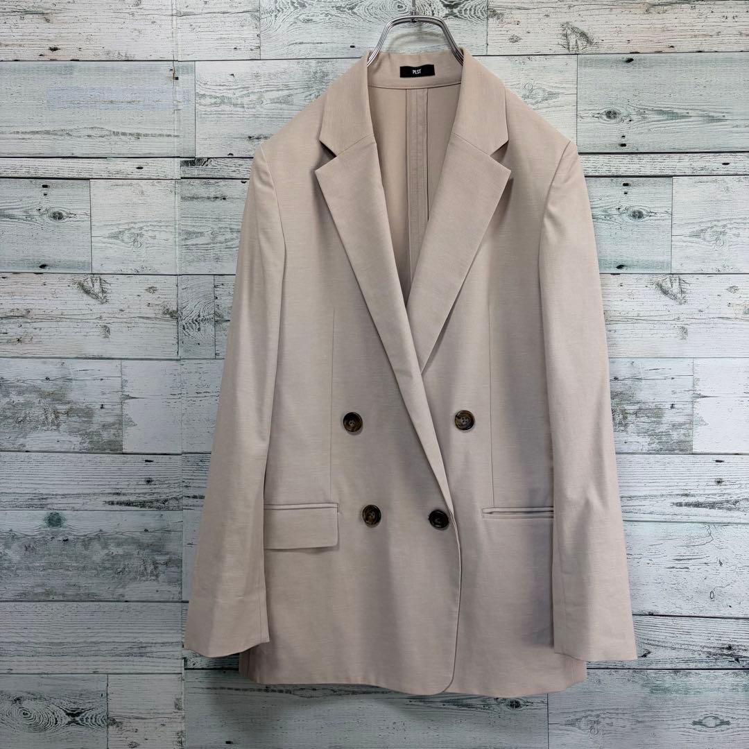 ☆25年モデル☆プラステ　リネンブレンドダブルジャケット　ベージュ　ほぼ未使用