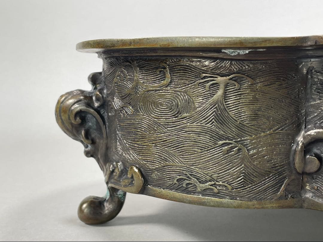 鋳銅　木瓜砂鉢　正晴造　いけばな　池坊　古流　小原流　銅花器　華道具　花瓶