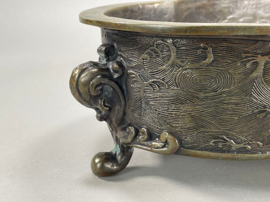 鋳銅　木瓜砂鉢　正晴造　いけばな　池坊　古流　小原流　銅花器　華道具　花瓶