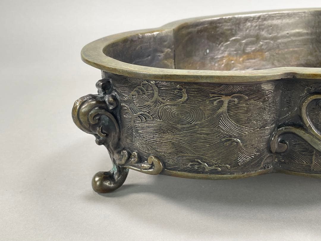 鋳銅　木瓜砂鉢　正晴造　いけばな　池坊　古流　小原流　銅花器　華道具　花瓶