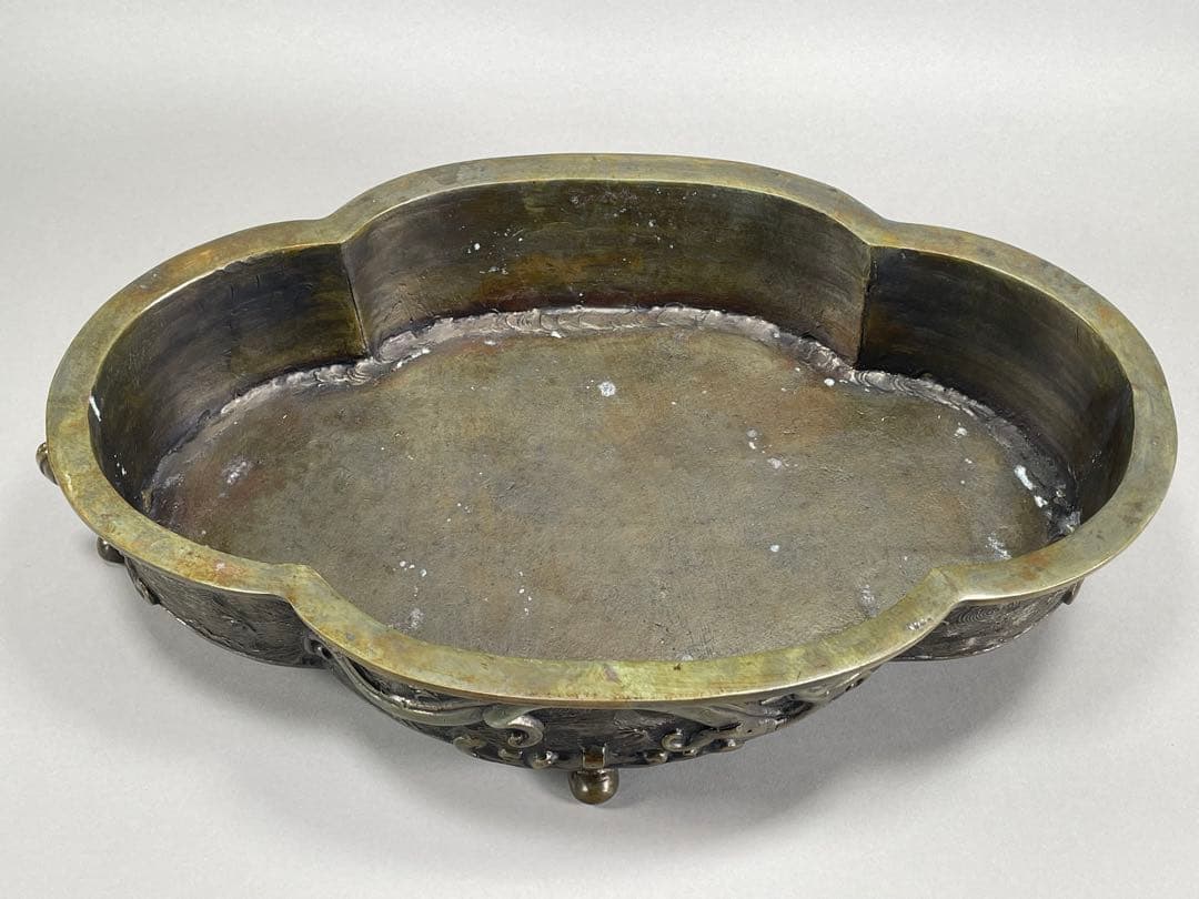 鋳銅　木瓜砂鉢　正晴造　いけばな　池坊　古流　小原流　銅花器　華道具　花瓶