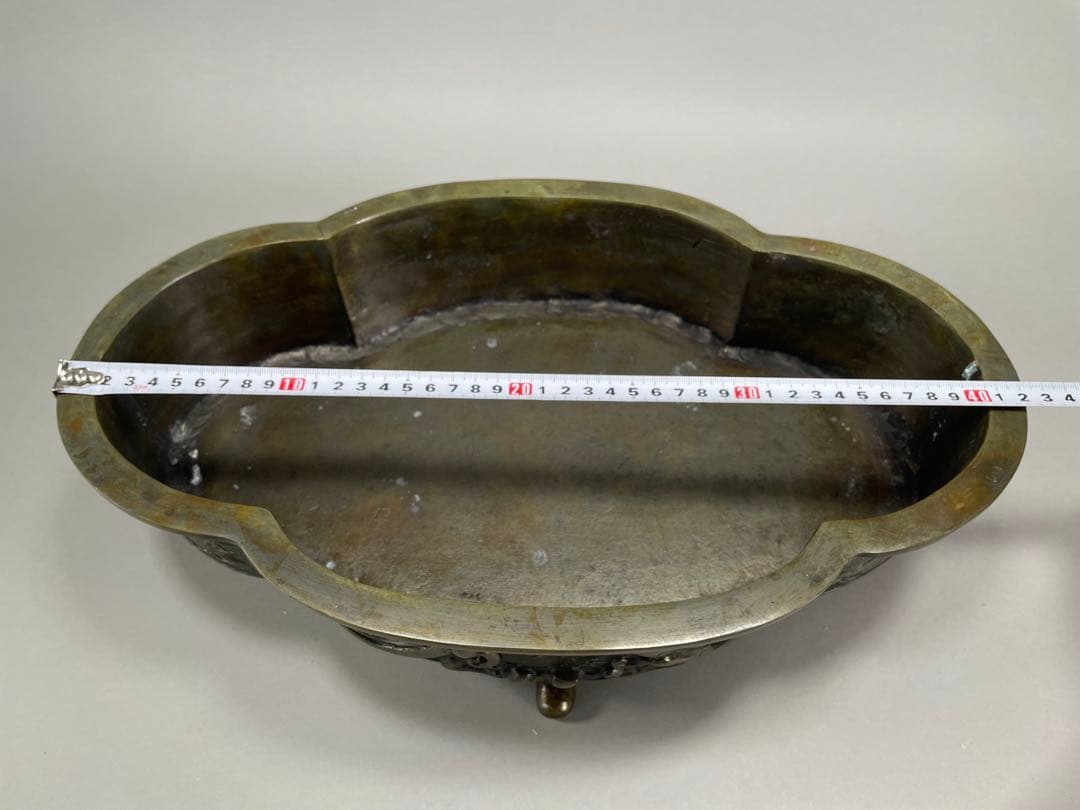 鋳銅　木瓜砂鉢　正晴造　いけばな　池坊　古流　小原流　銅花器　華道具　花瓶