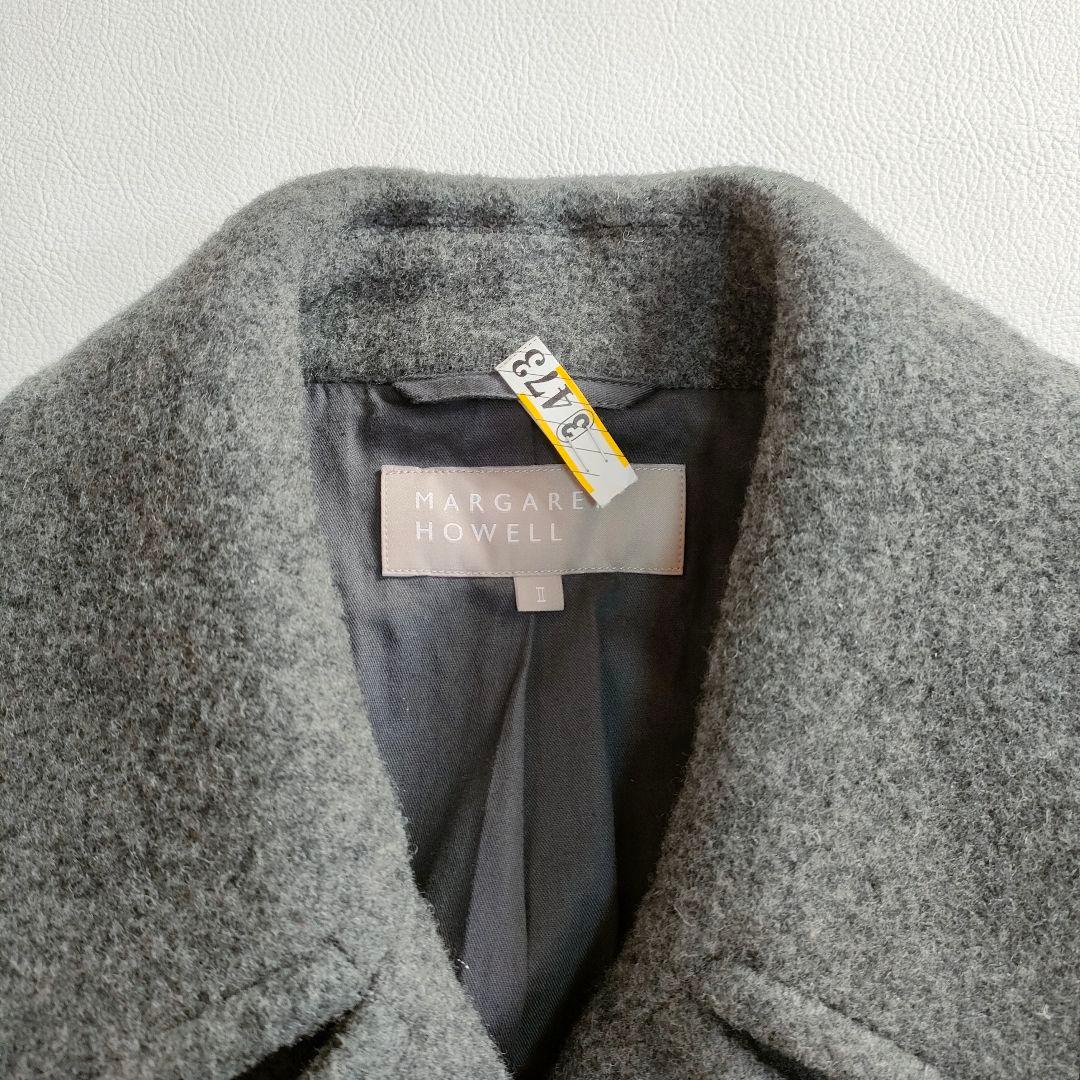 【極美品】マーガレットハウエル　高級カシミヤ混ピーコート　グレー　2