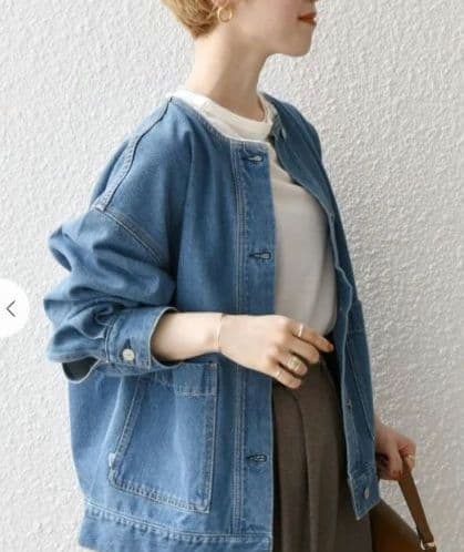 【新品タグ付き】SHIPS any ノーカラー デニムジャケット