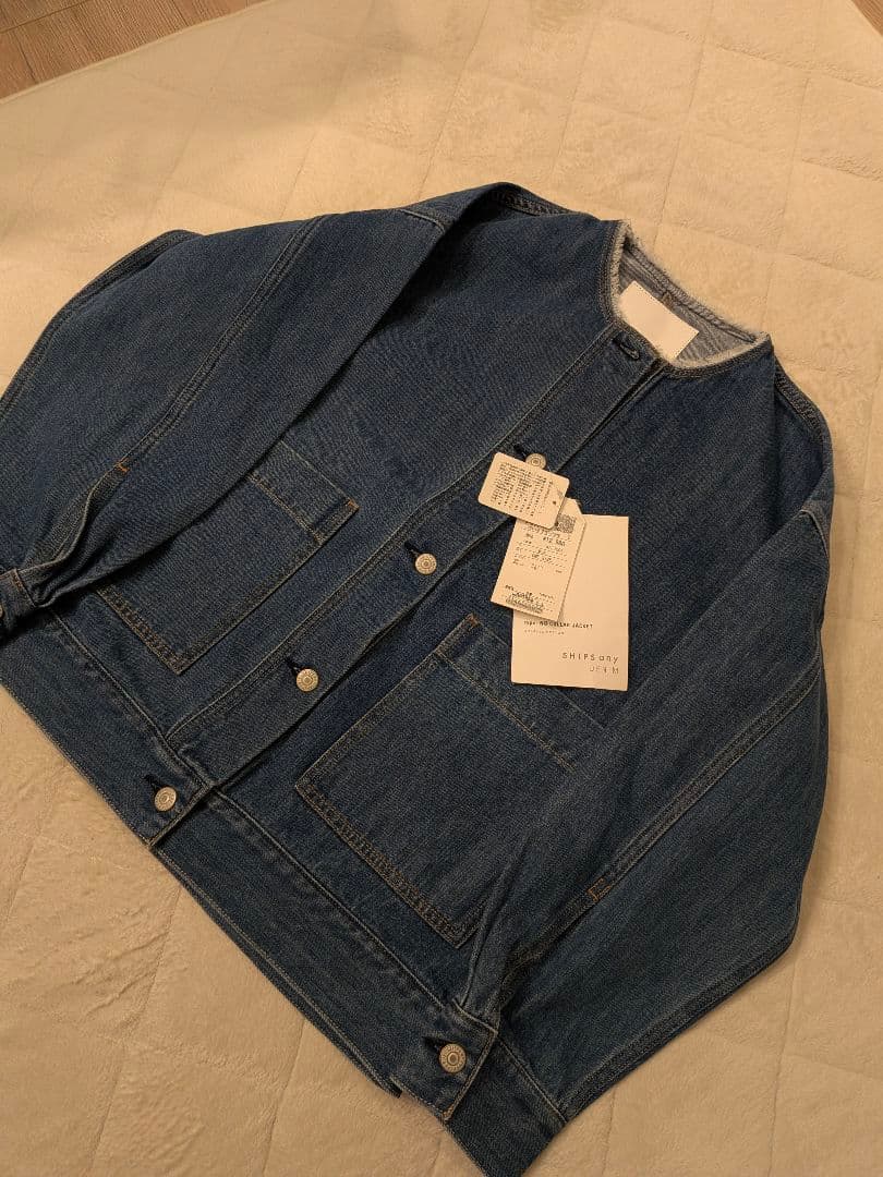【新品タグ付き】SHIPS any ノーカラー デニムジャケット