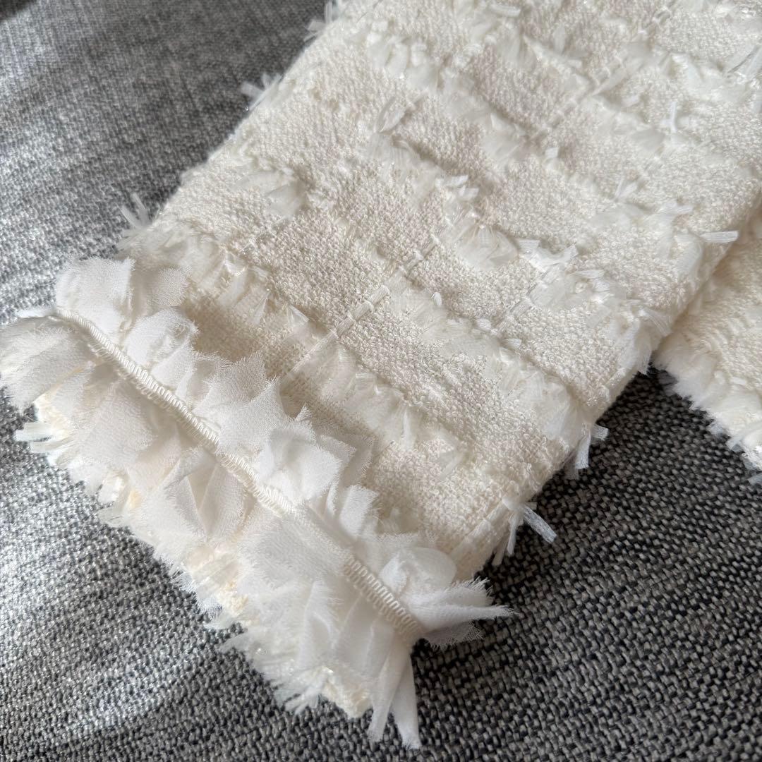 foxey フォクシー ノーカラージャケット 短丈 ホワイト38 M日本製