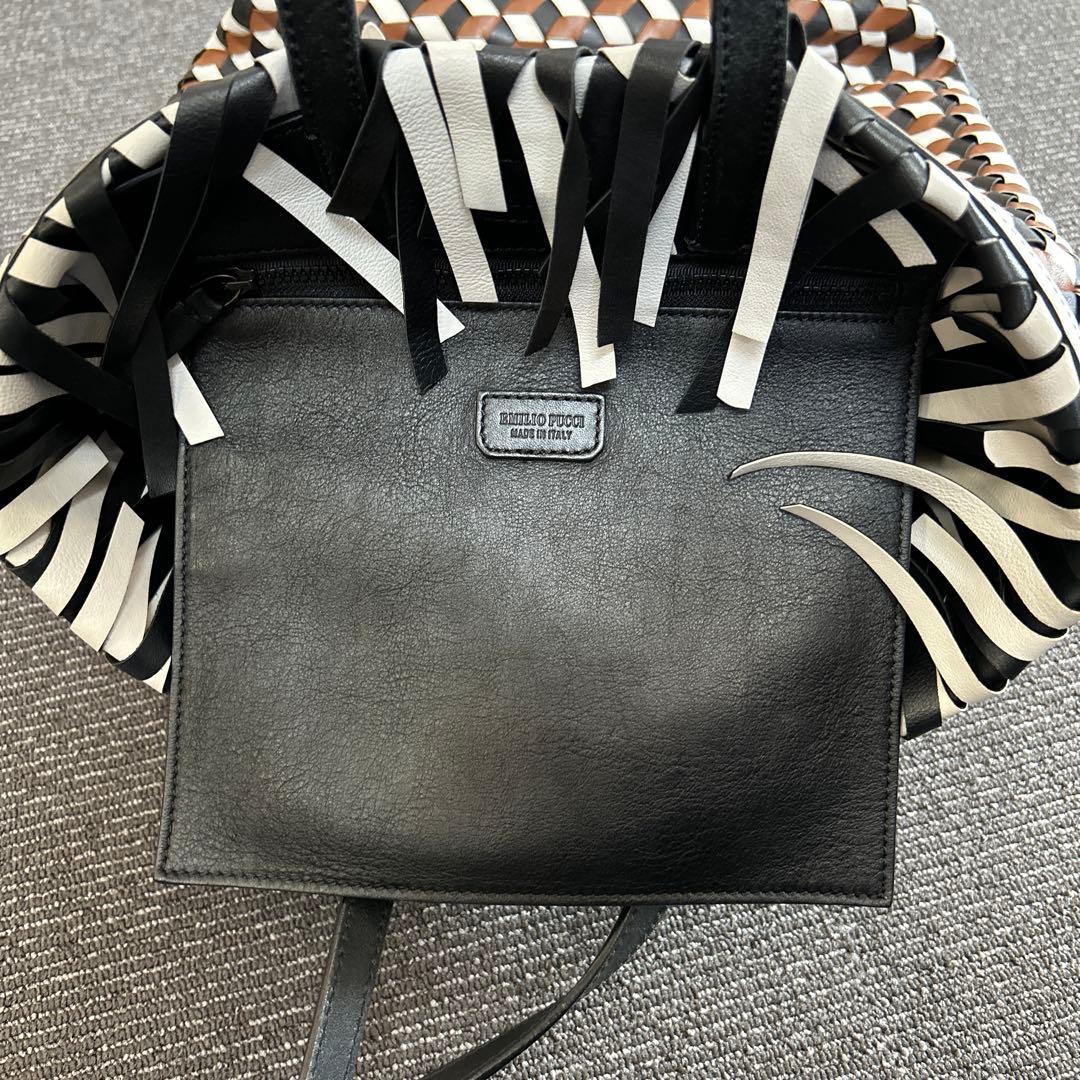 EMILIO PUCCI 幾何学模様レザートートバッグ