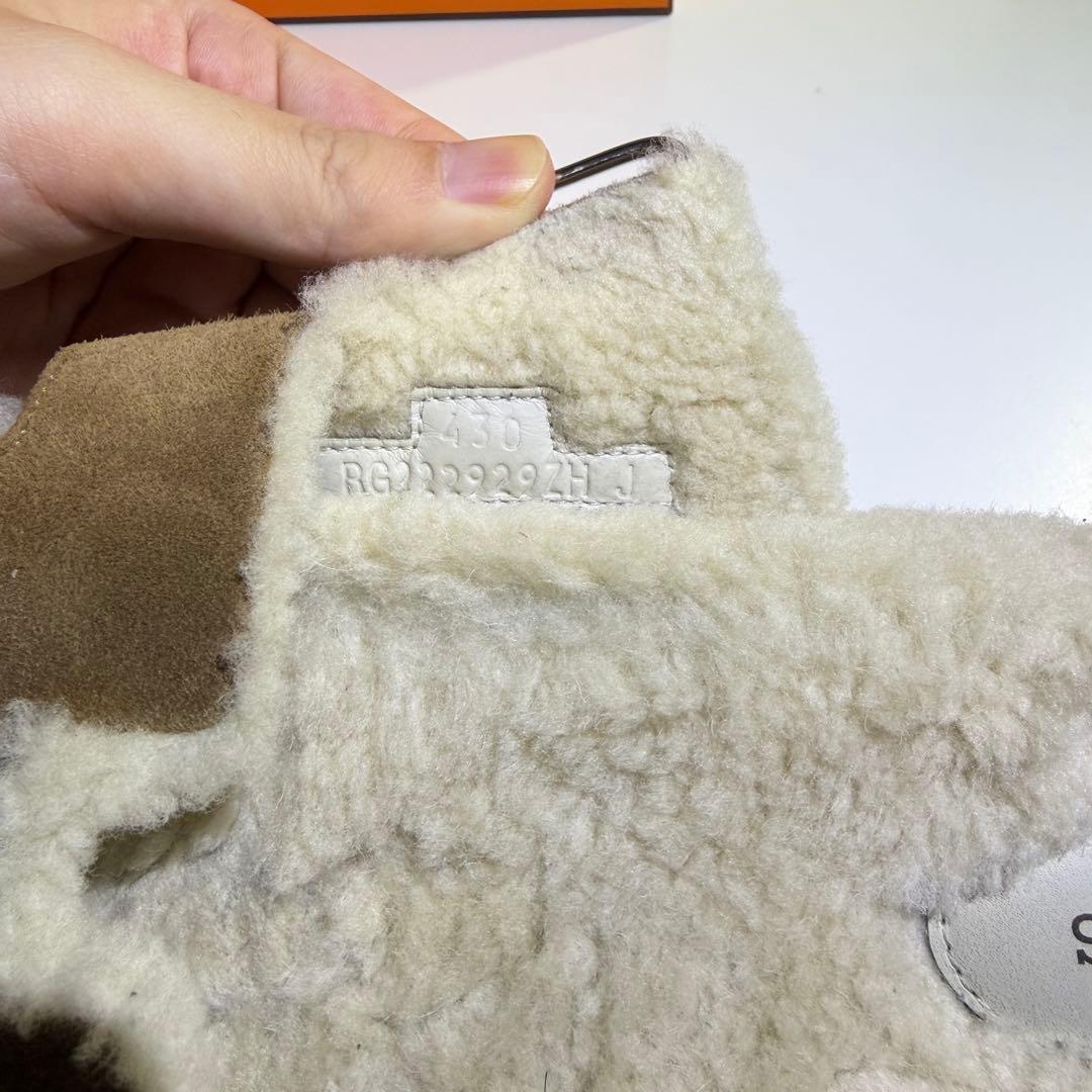 エルメス HERMES ムートンサンダル 茶　シプレ　43