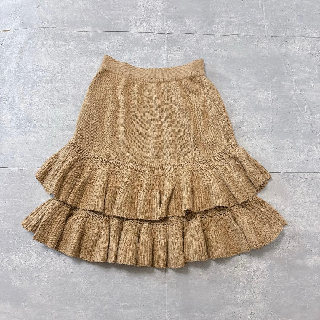 美品【FOXEY】フォクシー 高級 カシミヤ100% ティアード ニットスカート