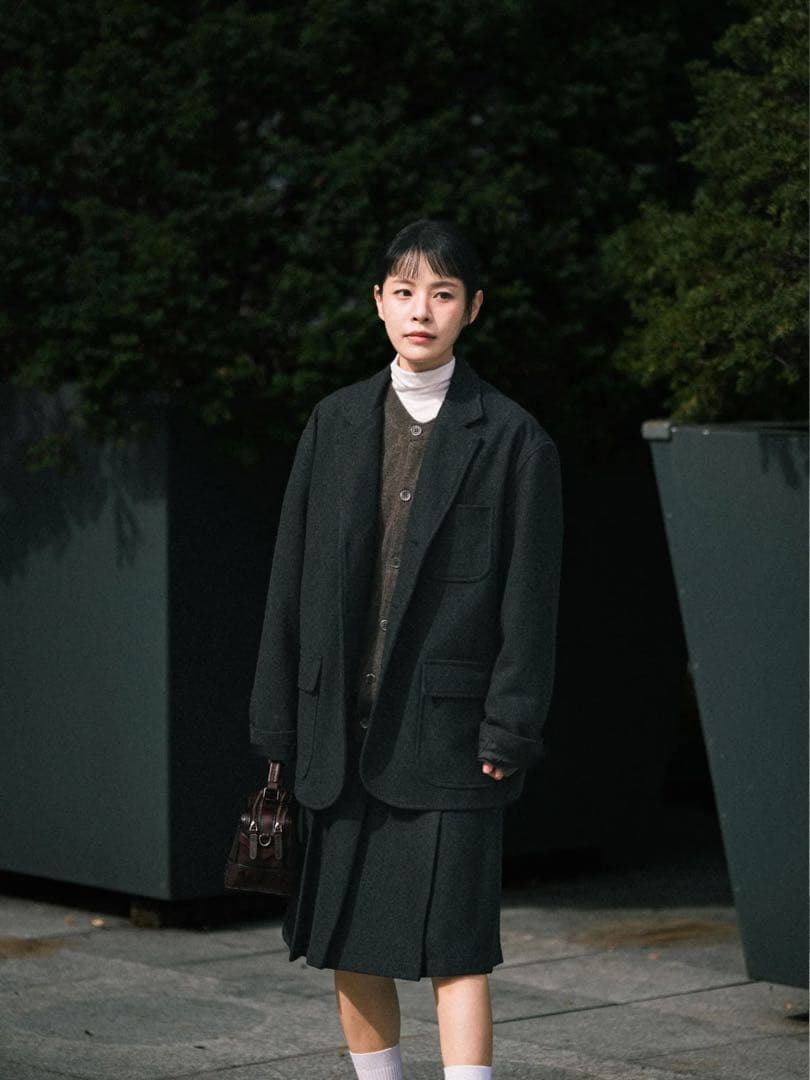 havehad ウールブレンドプリーツスカート