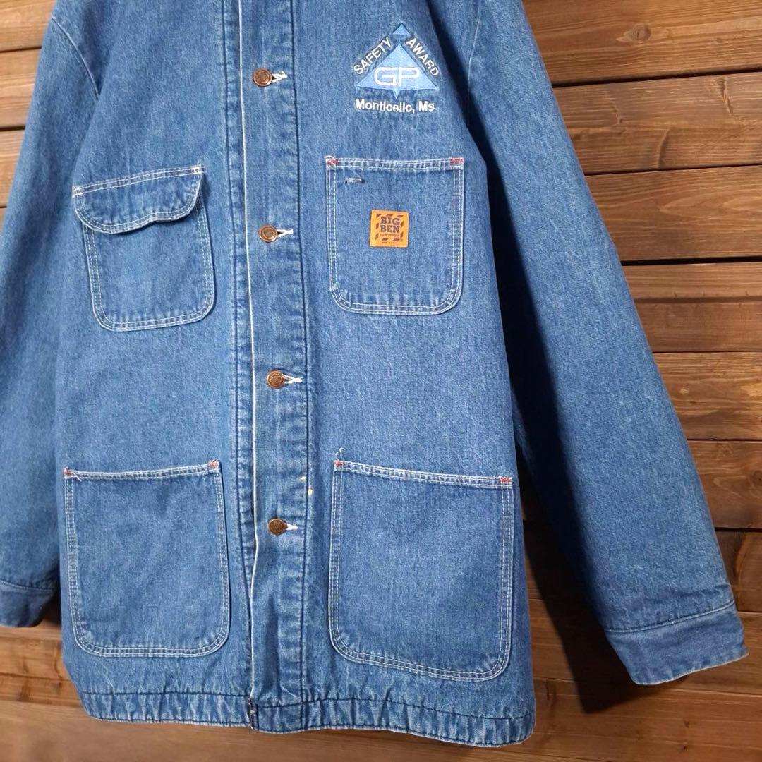 80s USA製 BIG BEN ビッグベン 企業刺繍 デニムカバーオール 48